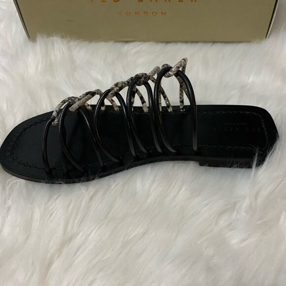 New in Box Ted Baker Teppo Snake Print Spaghetti Strap Flat Sandal - Picture 5 of 6